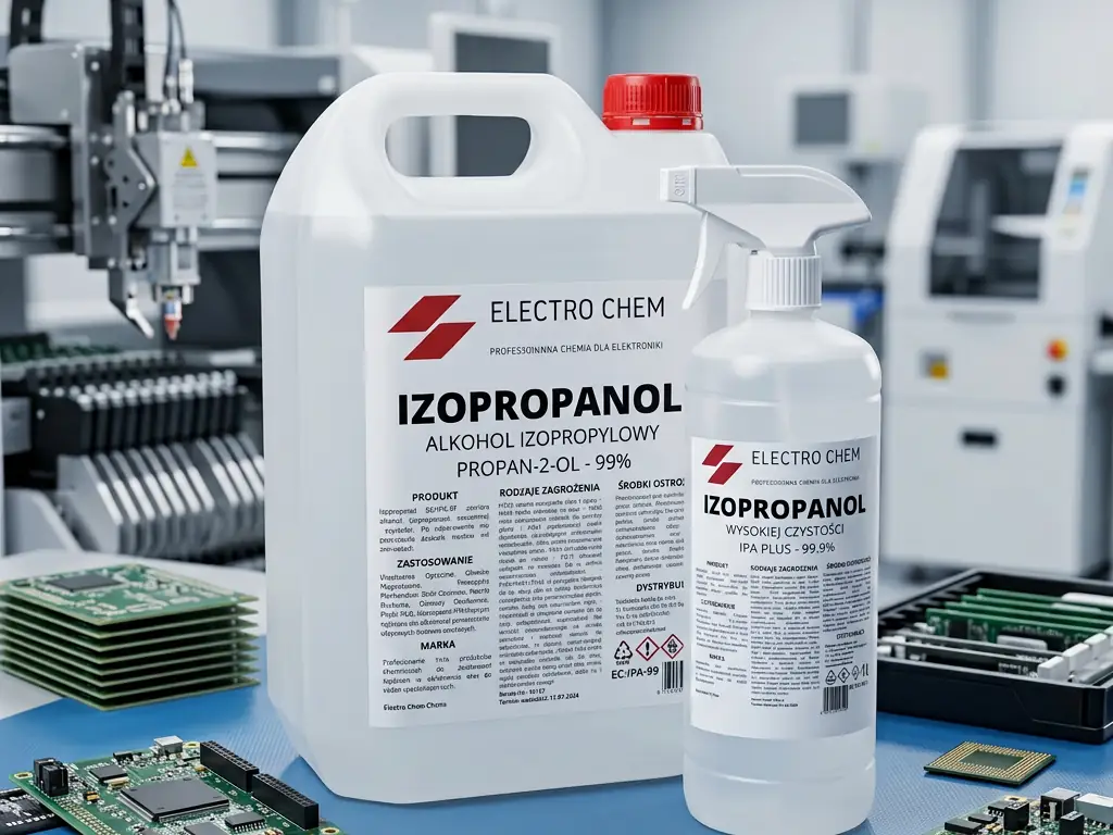 Chemia Electro Chem do elektroniki na stanowisku serwisowym z mikroskopem i stacją lutowniczą