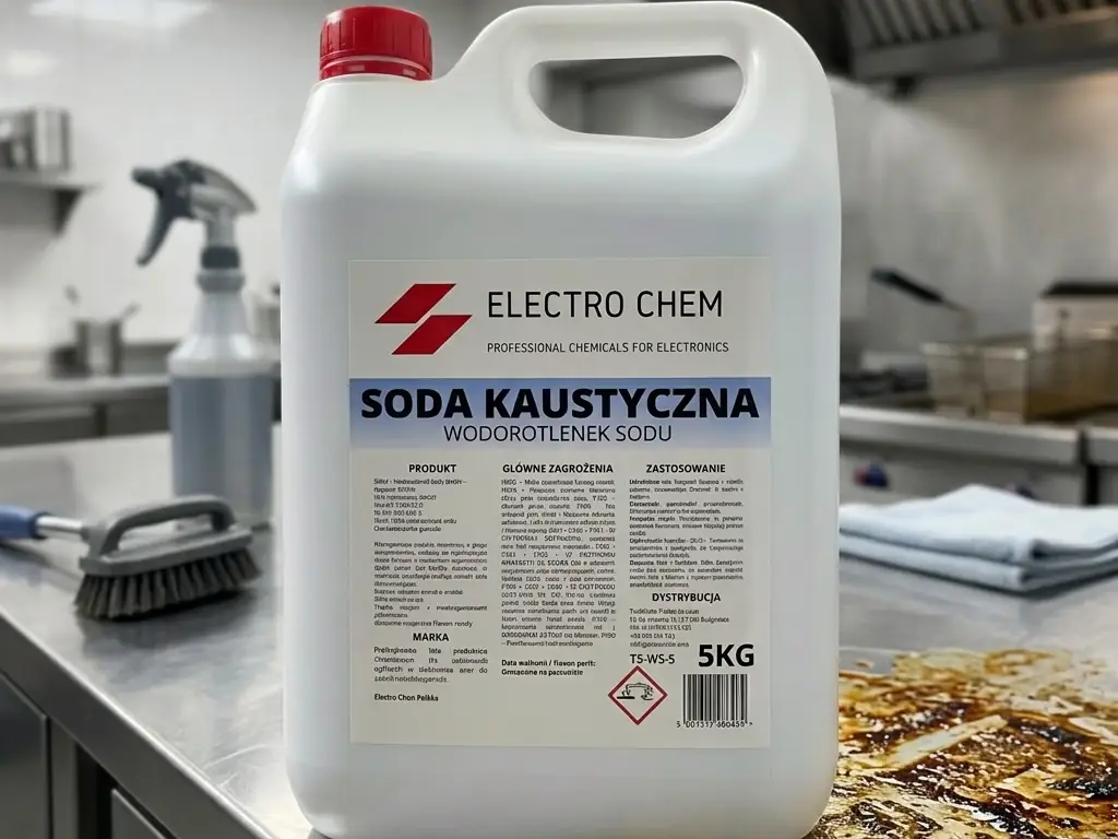 Soda kaustyczna Electro Chem 5 kg — wodorotlenek sodu w kanistrze przy zlewie, udrażnianie kanalizacji