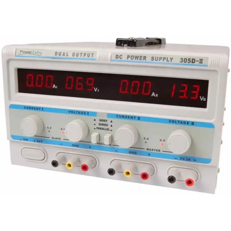 Zasilacz laboratoryjny AC/DC PowerLab 30V/5A DC + 30V/2A AC – zasilacz laboratoryjny z regulacją napięcia i prądu, wyświ