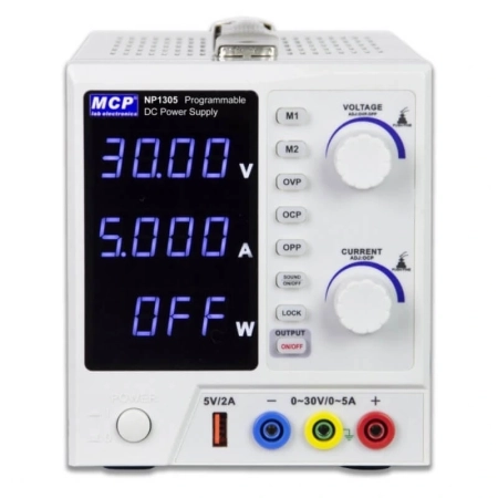 Zasilacz laboratoryjny MCP ND1305 DC 30 V/5 A + 5 V/2 A, 180 W