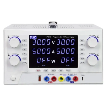 Zasilacz laboratoryjny MCP ND2305 DC 2x30 V/5 A + 5 V/2 A, 180 W