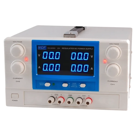 Zasilacz laboratoryjny MCP QD305 DC 2x30 V/5 A, do pracy ciągłej