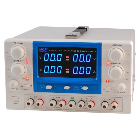 Zasilacz laboratoryjny MCP QP303E DC 2x30 V/3 A + 6.5 V/3 A, do pracy ciągłej