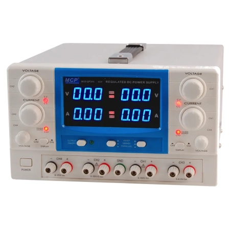 Zasilacz laboratoryjny MCP QP305E DC 2x30 V/5 A + 6.5 V/3 A, do pracy ciągłej