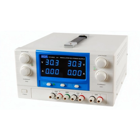 Zasilacz laboratoryjny MCP QR303 DC 2x30 V/3 A + 5 V/1 A, do pracy ciągłej