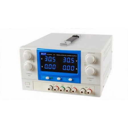 Zasilacz laboratoryjny MCP QR305 DC 2x30 V/5 A + 5 V/1 A, do pracy ciągłej