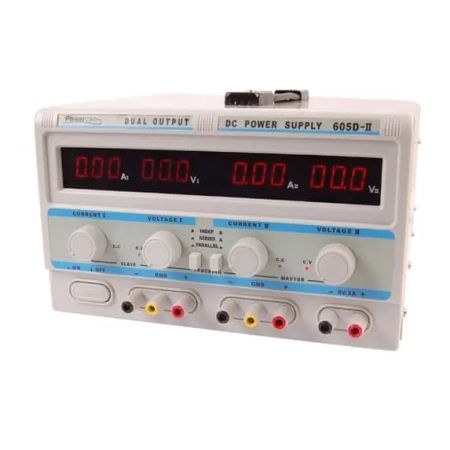 Zasilacz laboratoryjny PowerLab 605D-II 2×60V/5A + 5V/3A – zasilacz laboratoryjny z regulacją napięcia i prądu, wyświetl