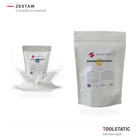 Zestaw soda oczyszczona 1 kg i kwasek cytrynowy 1 kg Electro Chem w opakowaniach doypack